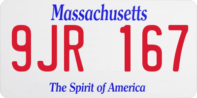 MA license plate 9JR167