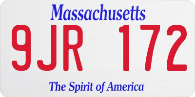 MA license plate 9JR172