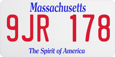 MA license plate 9JR178