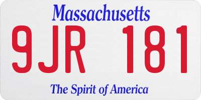 MA license plate 9JR181