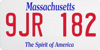 MA license plate 9JR182