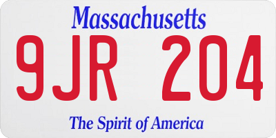 MA license plate 9JR204
