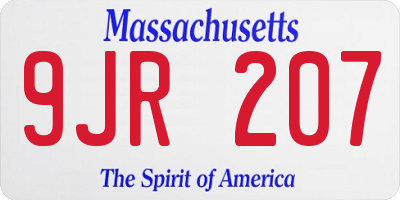 MA license plate 9JR207