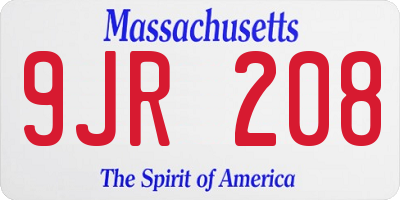 MA license plate 9JR208
