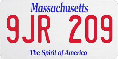 MA license plate 9JR209