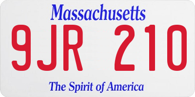 MA license plate 9JR210