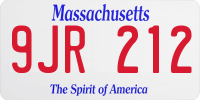 MA license plate 9JR212
