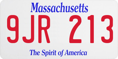 MA license plate 9JR213