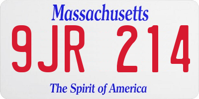 MA license plate 9JR214