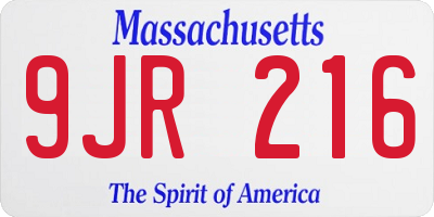 MA license plate 9JR216