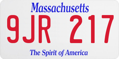 MA license plate 9JR217