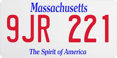 MA license plate 9JR221