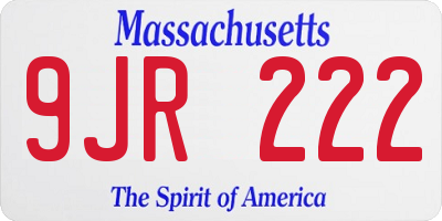 MA license plate 9JR222