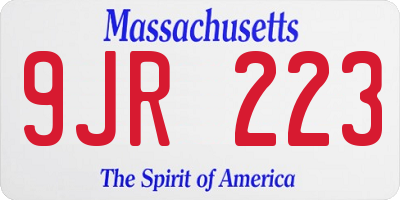MA license plate 9JR223