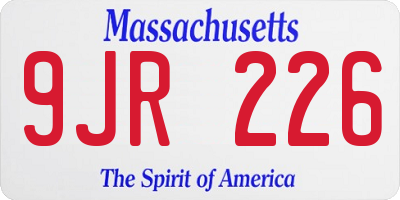 MA license plate 9JR226