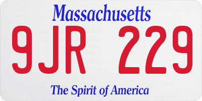 MA license plate 9JR229