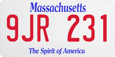 MA license plate 9JR231