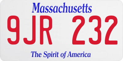 MA license plate 9JR232