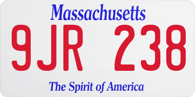 MA license plate 9JR238