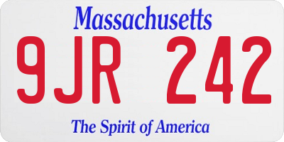 MA license plate 9JR242