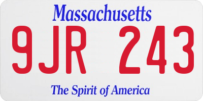 MA license plate 9JR243