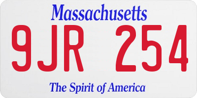 MA license plate 9JR254