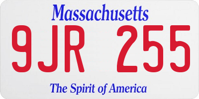 MA license plate 9JR255