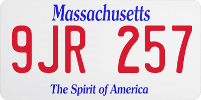 MA license plate 9JR257