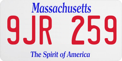 MA license plate 9JR259