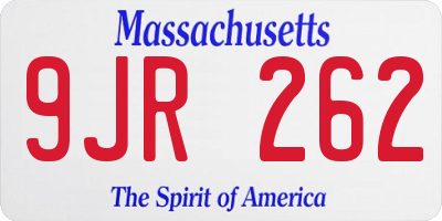 MA license plate 9JR262