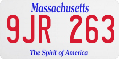 MA license plate 9JR263