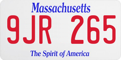 MA license plate 9JR265