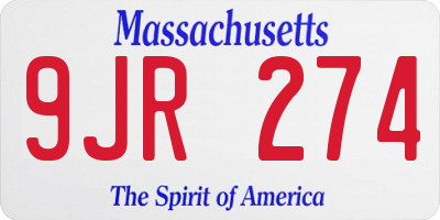 MA license plate 9JR274