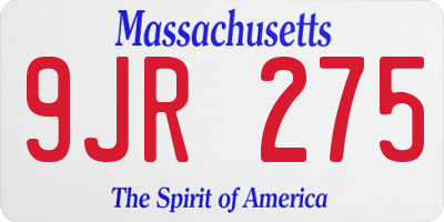 MA license plate 9JR275