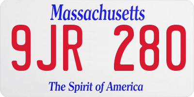 MA license plate 9JR280