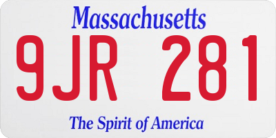 MA license plate 9JR281