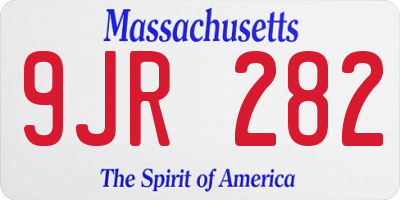 MA license plate 9JR282