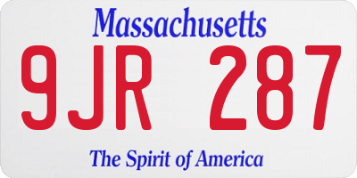 MA license plate 9JR287