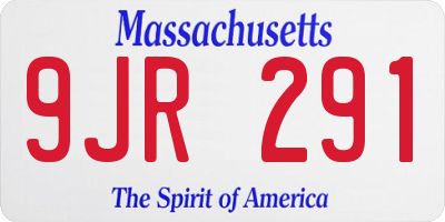 MA license plate 9JR291