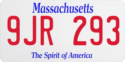 MA license plate 9JR293