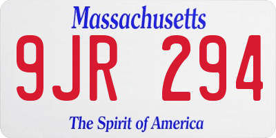 MA license plate 9JR294