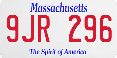 MA license plate 9JR296