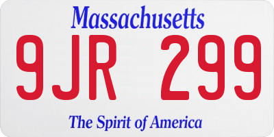MA license plate 9JR299