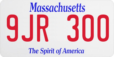 MA license plate 9JR300
