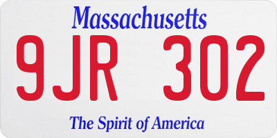 MA license plate 9JR302