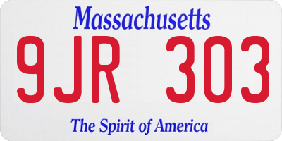 MA license plate 9JR303
