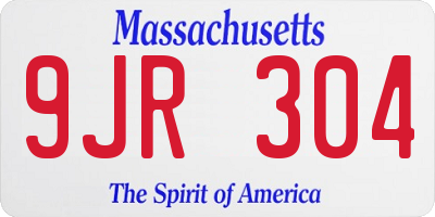 MA license plate 9JR304