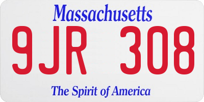 MA license plate 9JR308