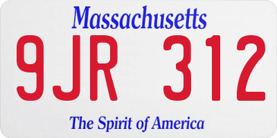 MA license plate 9JR312