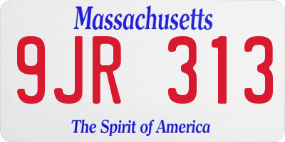 MA license plate 9JR313
